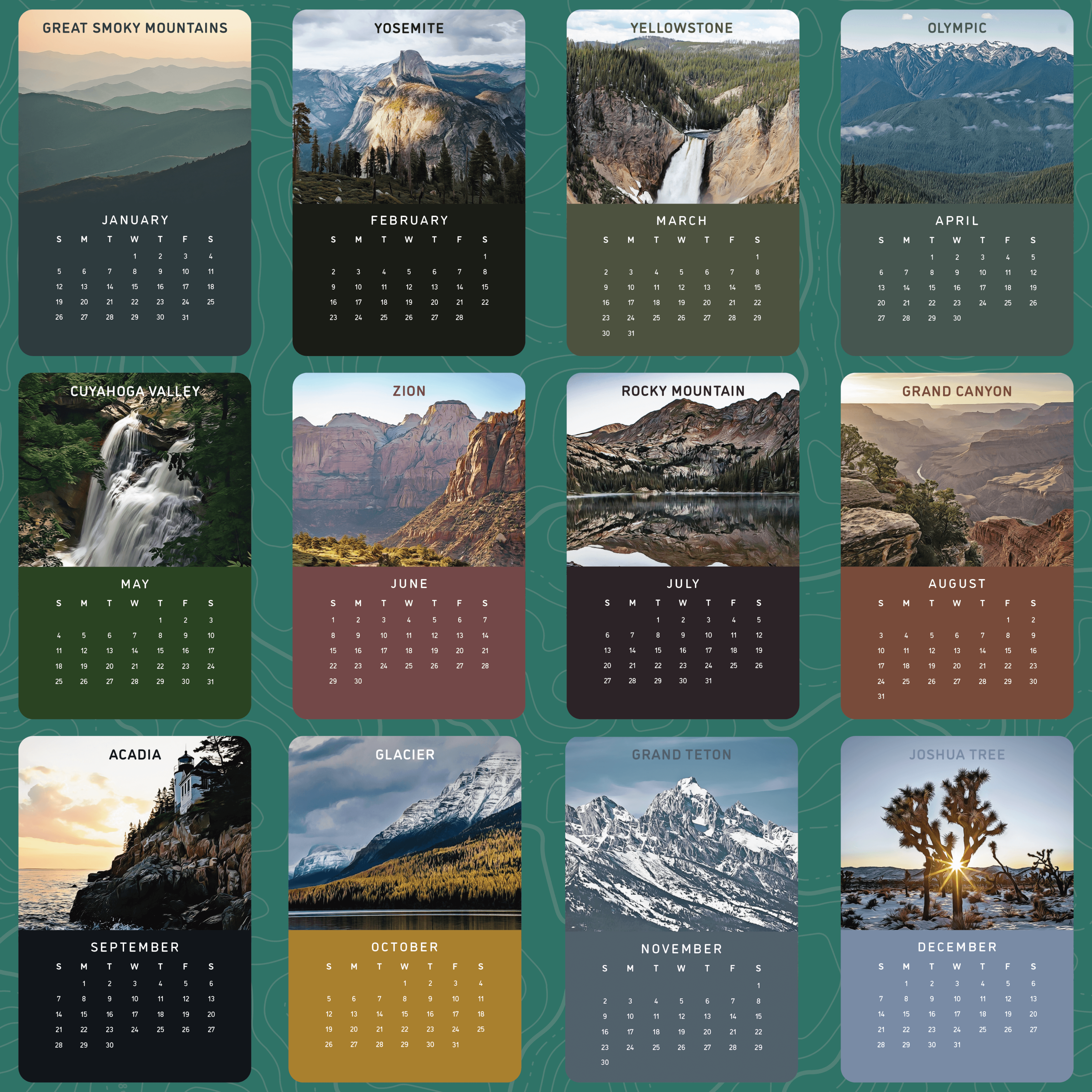 2025 National Park Calendar